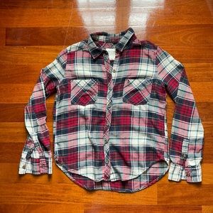 Abercrombie Red Black Beige Flannel Size L